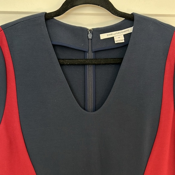 DVF - DIANE VON FURSTENBERG - Sheath dress blue and red soft size 12 - Picture 5 of 11